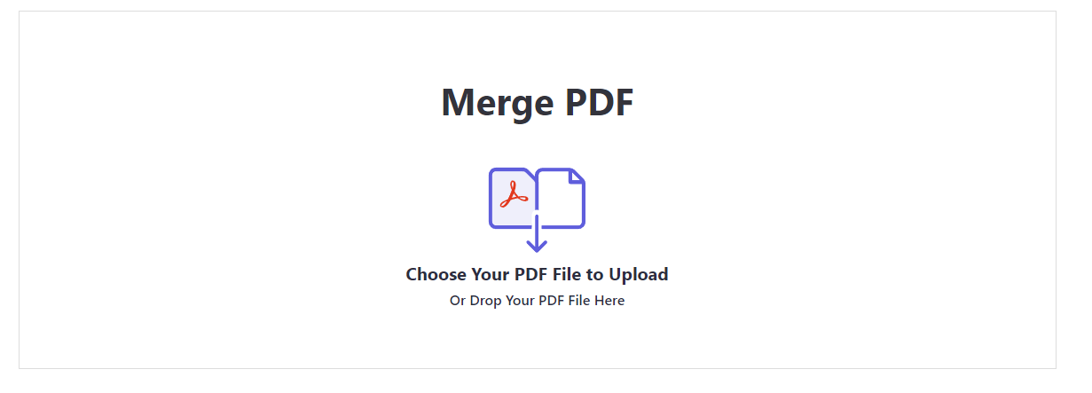 Screenshot of ConvertTools online Merge tool with a red arrow indicating the Upload button.