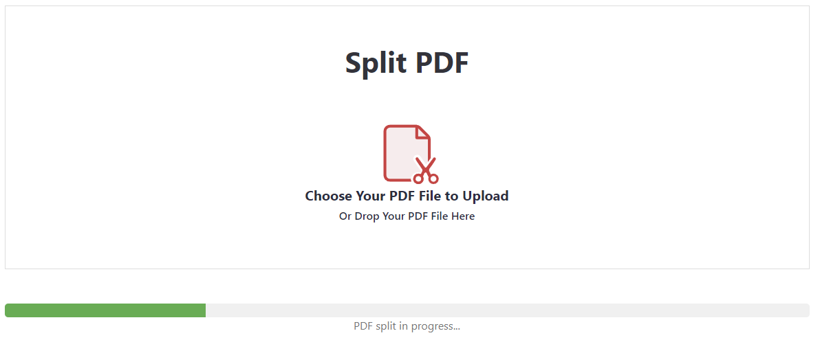 A screenshot of ConvertTools online split tool during use.
There are red arrows pointing at the split location and the Spit PDF button.